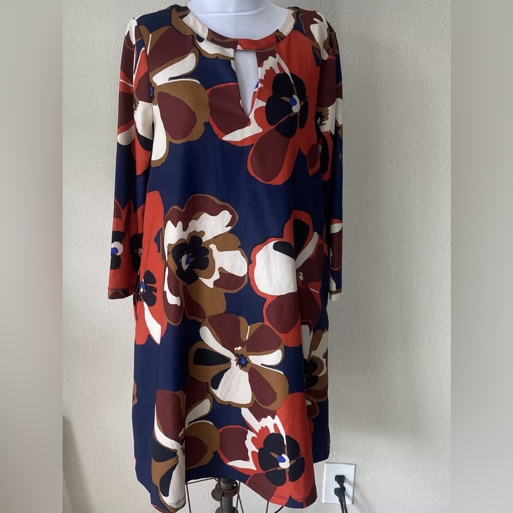 Beige by ECI Womens Size M Multi Color Dress with Pockets 3/4 sleeve Y2K READ